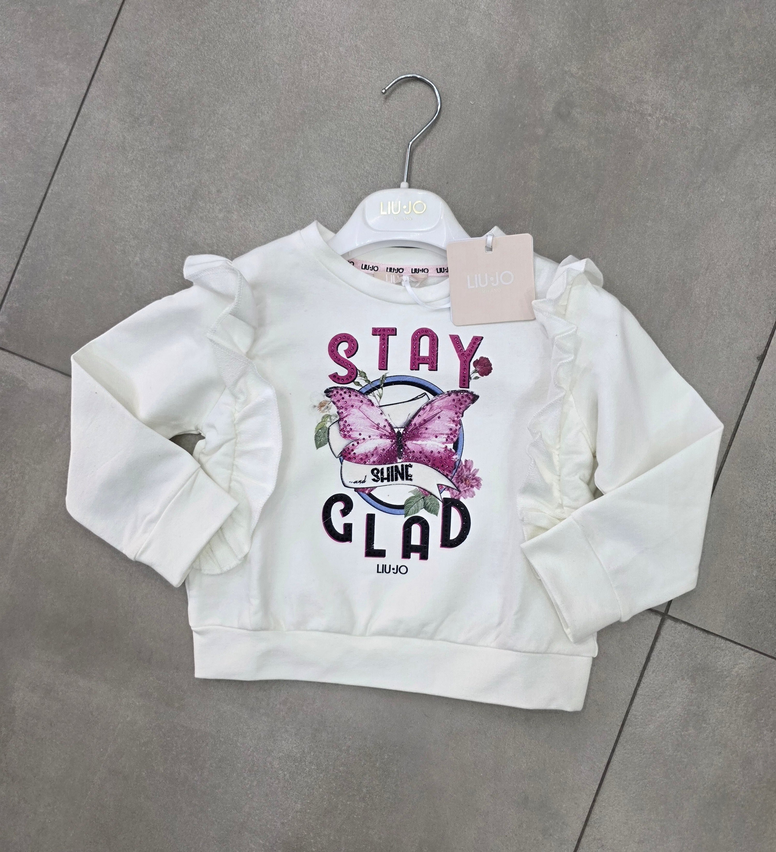 felpa liujo con balze e stampa