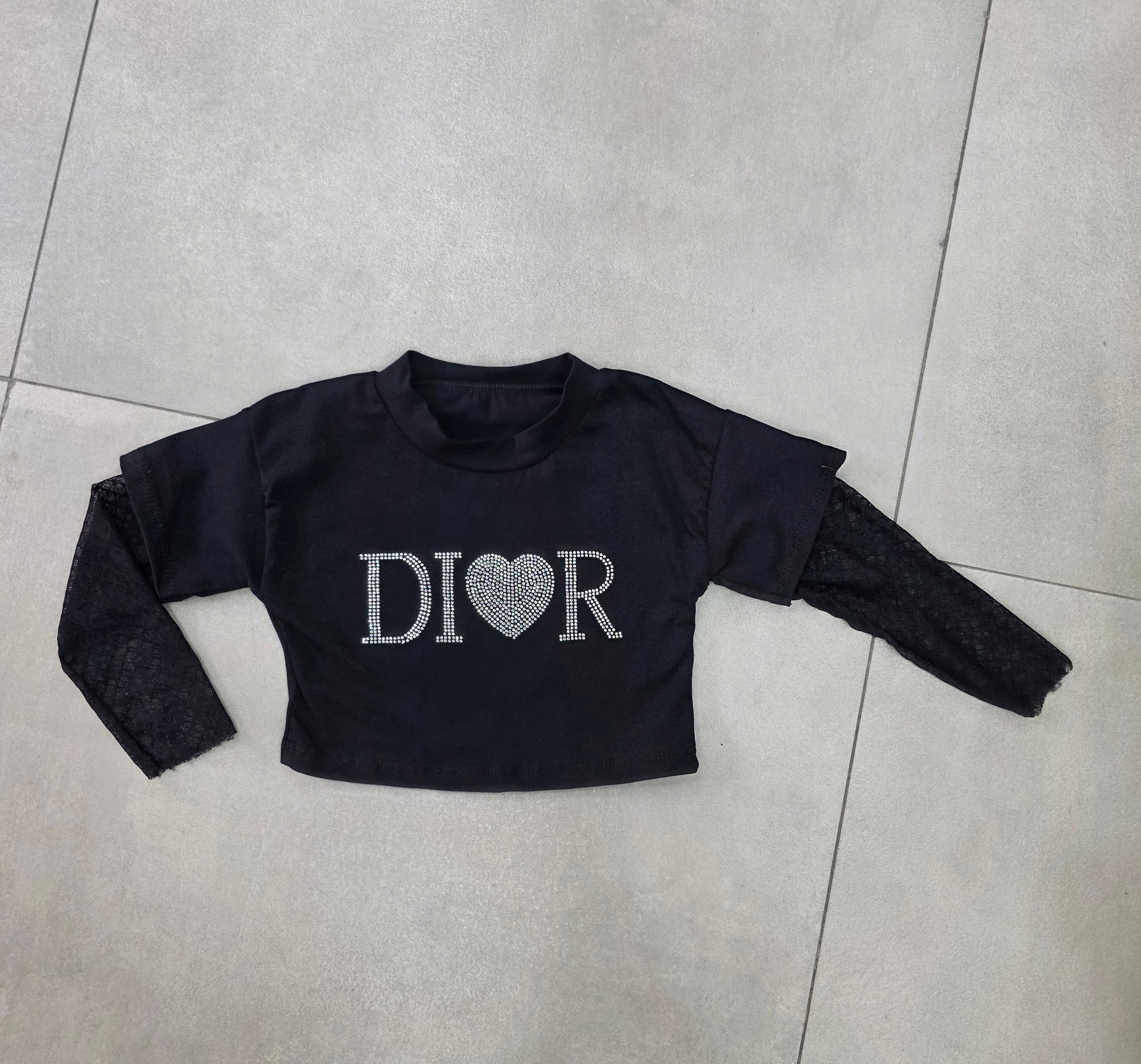 T-shirt manica lunga con merletto