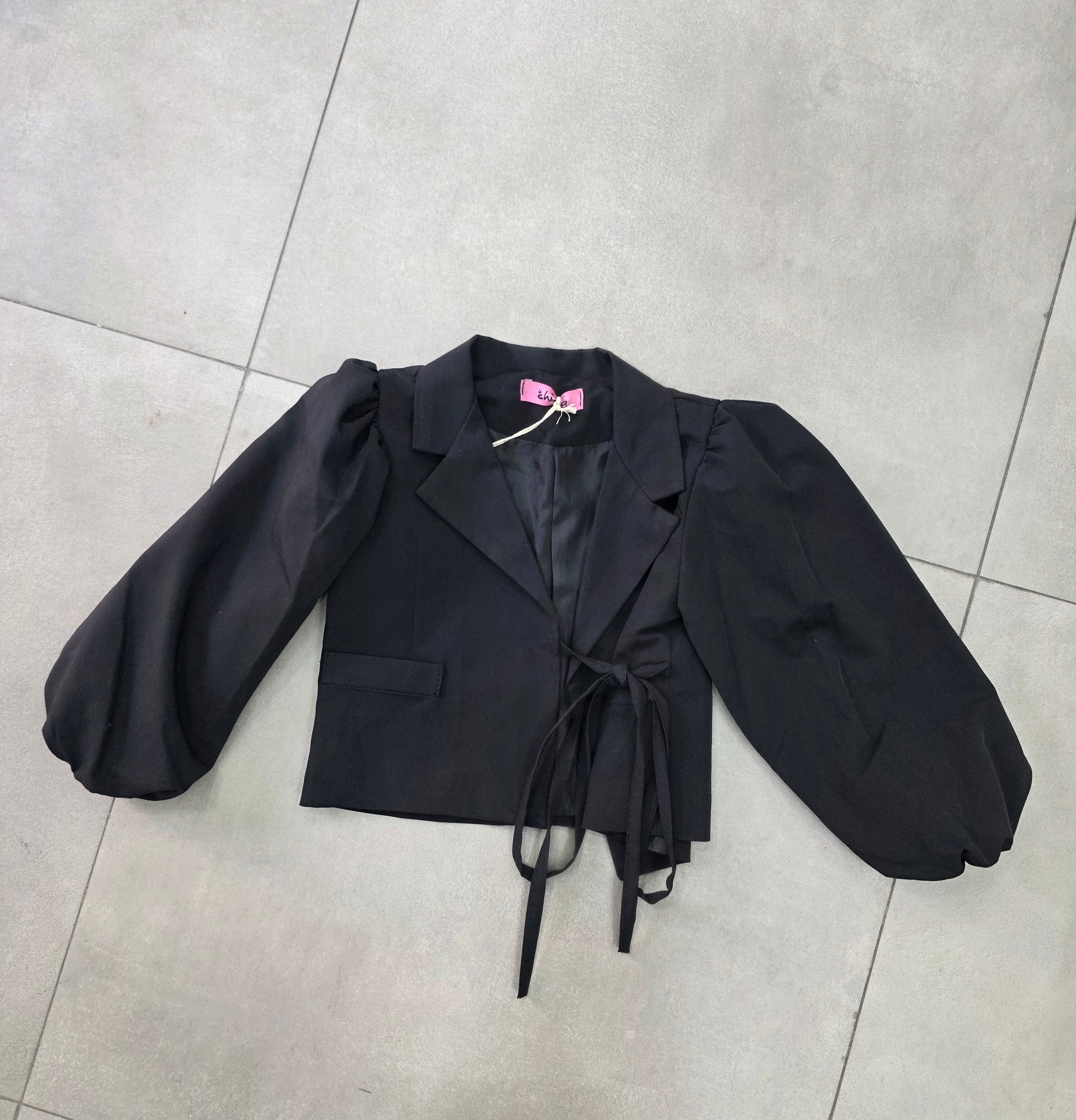 Blazer doppio petto con manica a palloncino