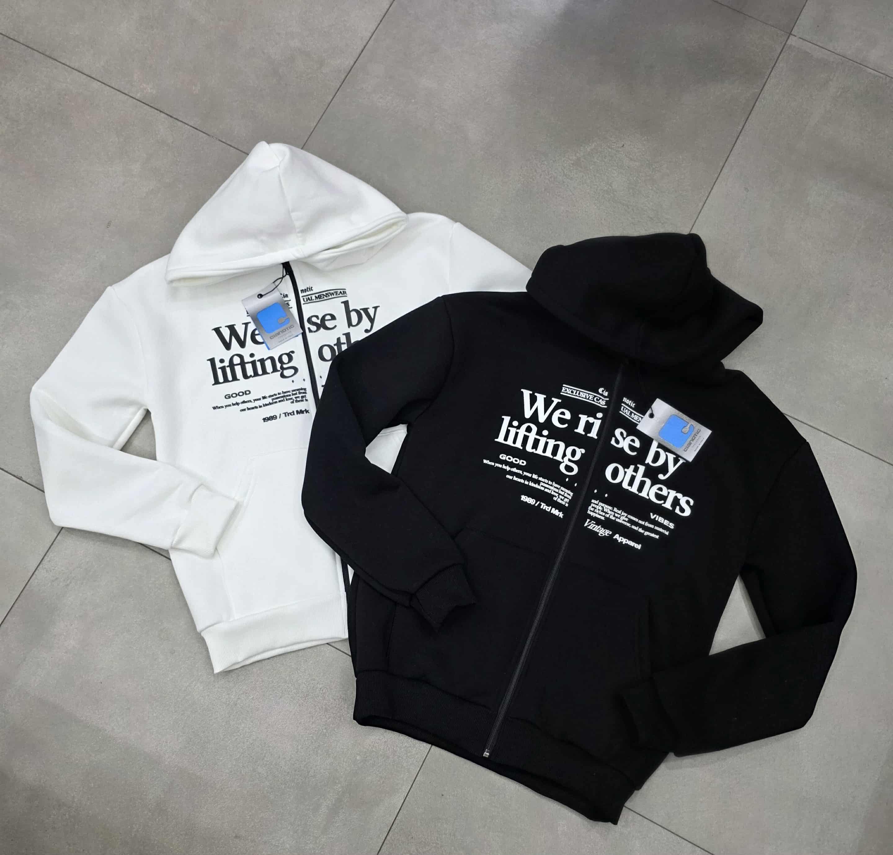 felpa cianotic con stampa e zip anteiore