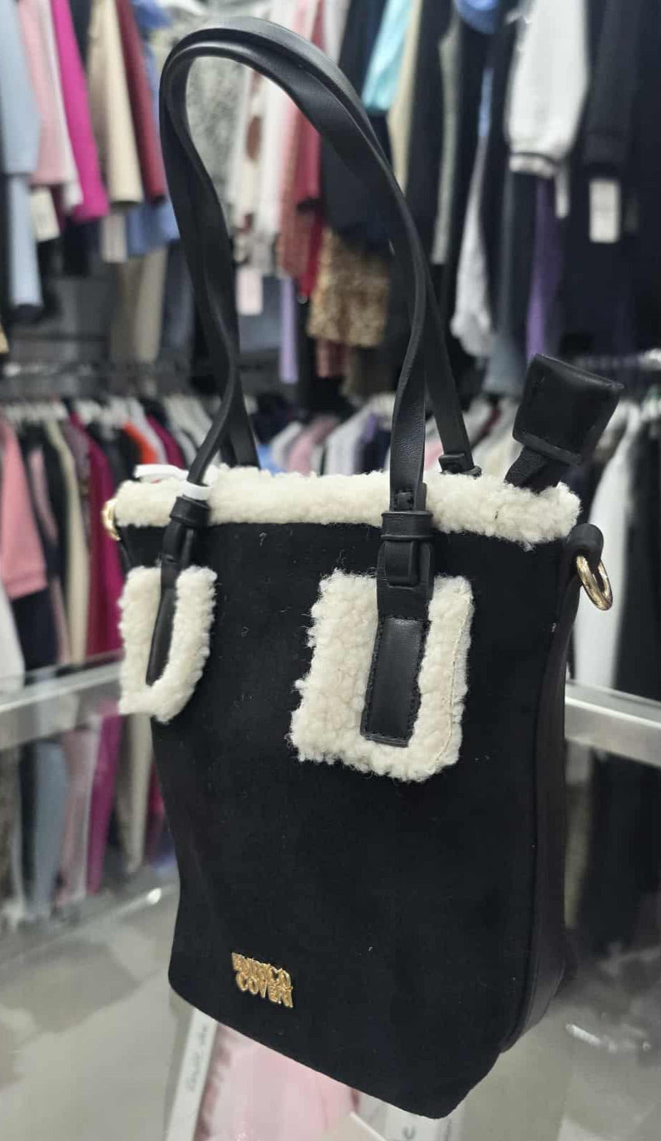 Borsa manica lunga in peluche e ciniglia