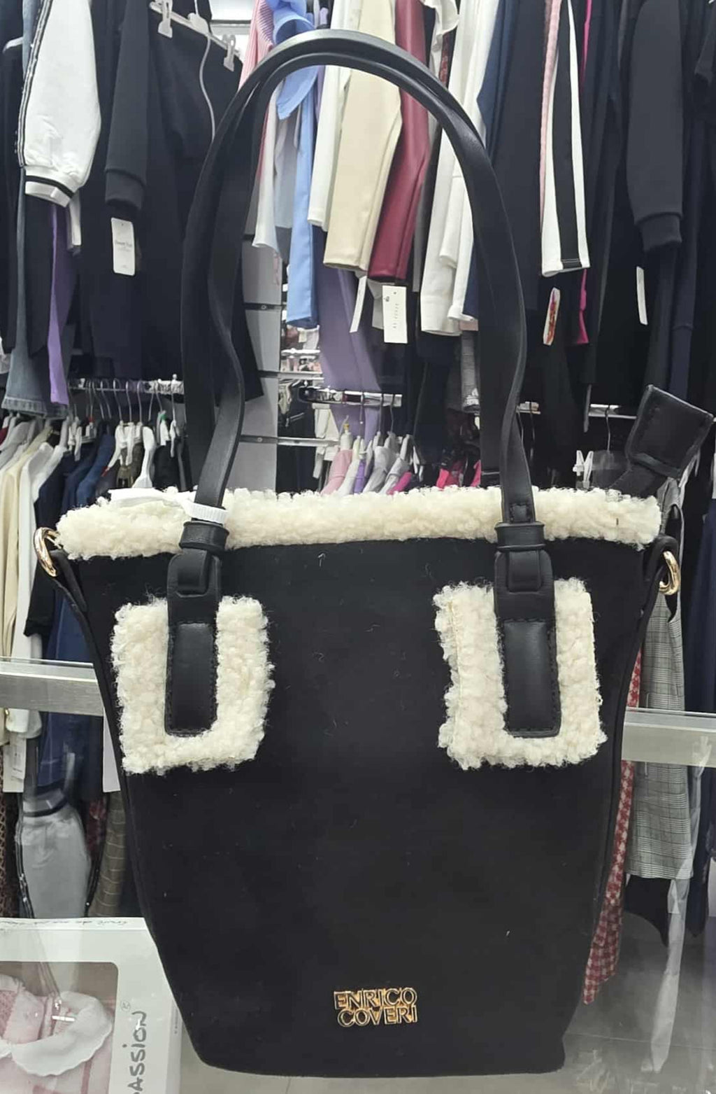 Borsa manica lunga in peluche e ciniglia