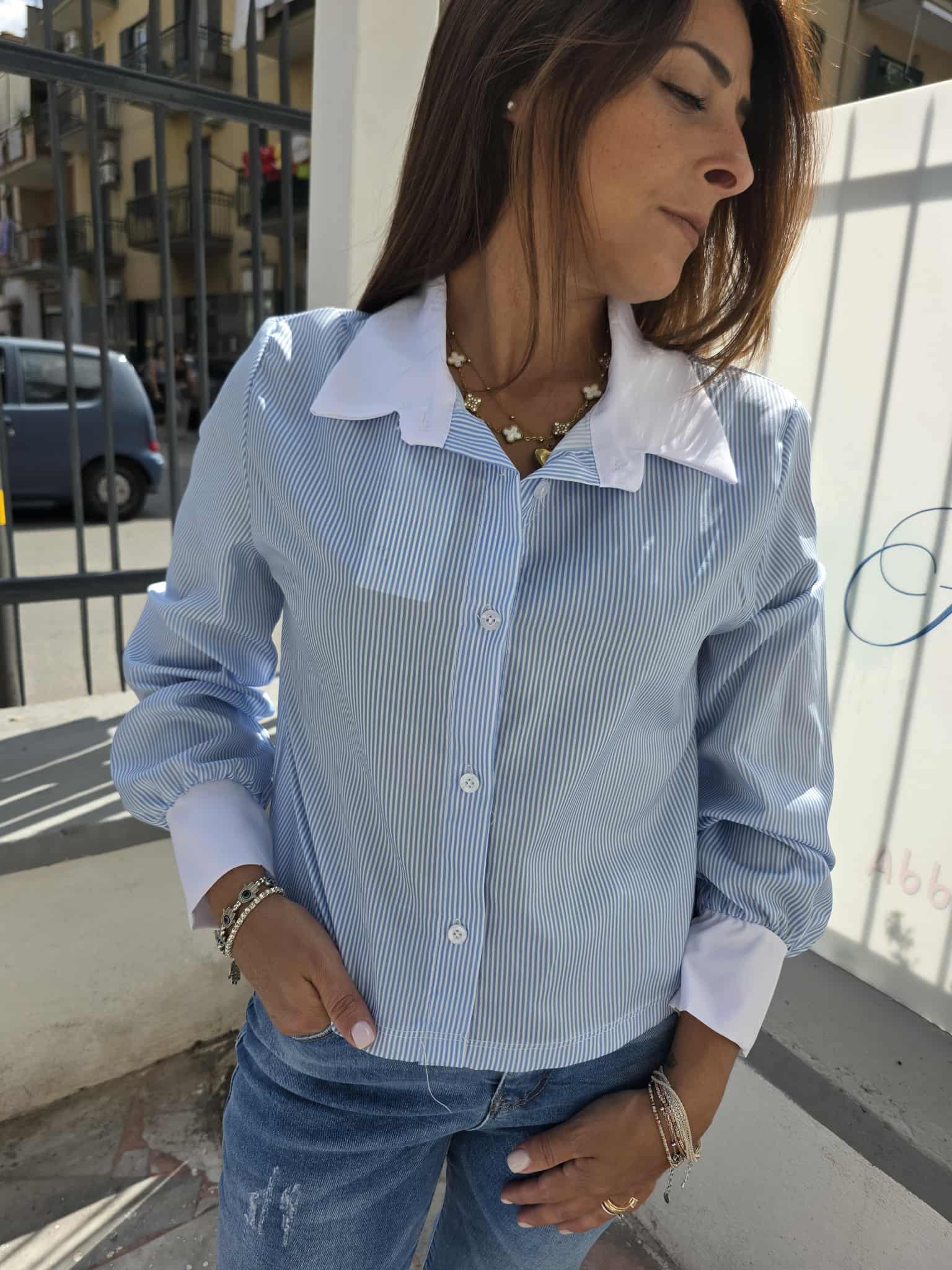 camicia a righe mod over