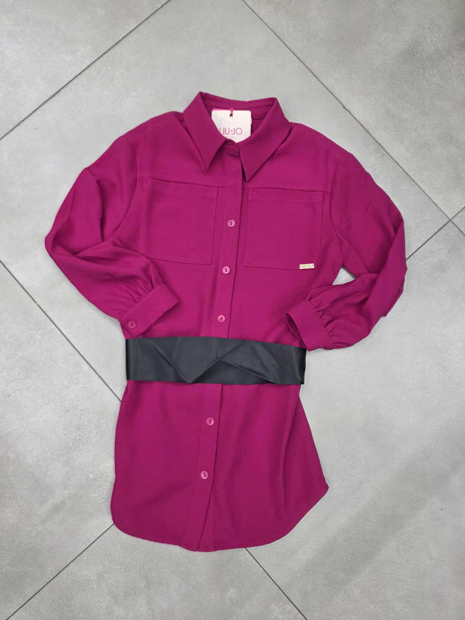 Camicione luijo con cintura a fascia in ecopelle