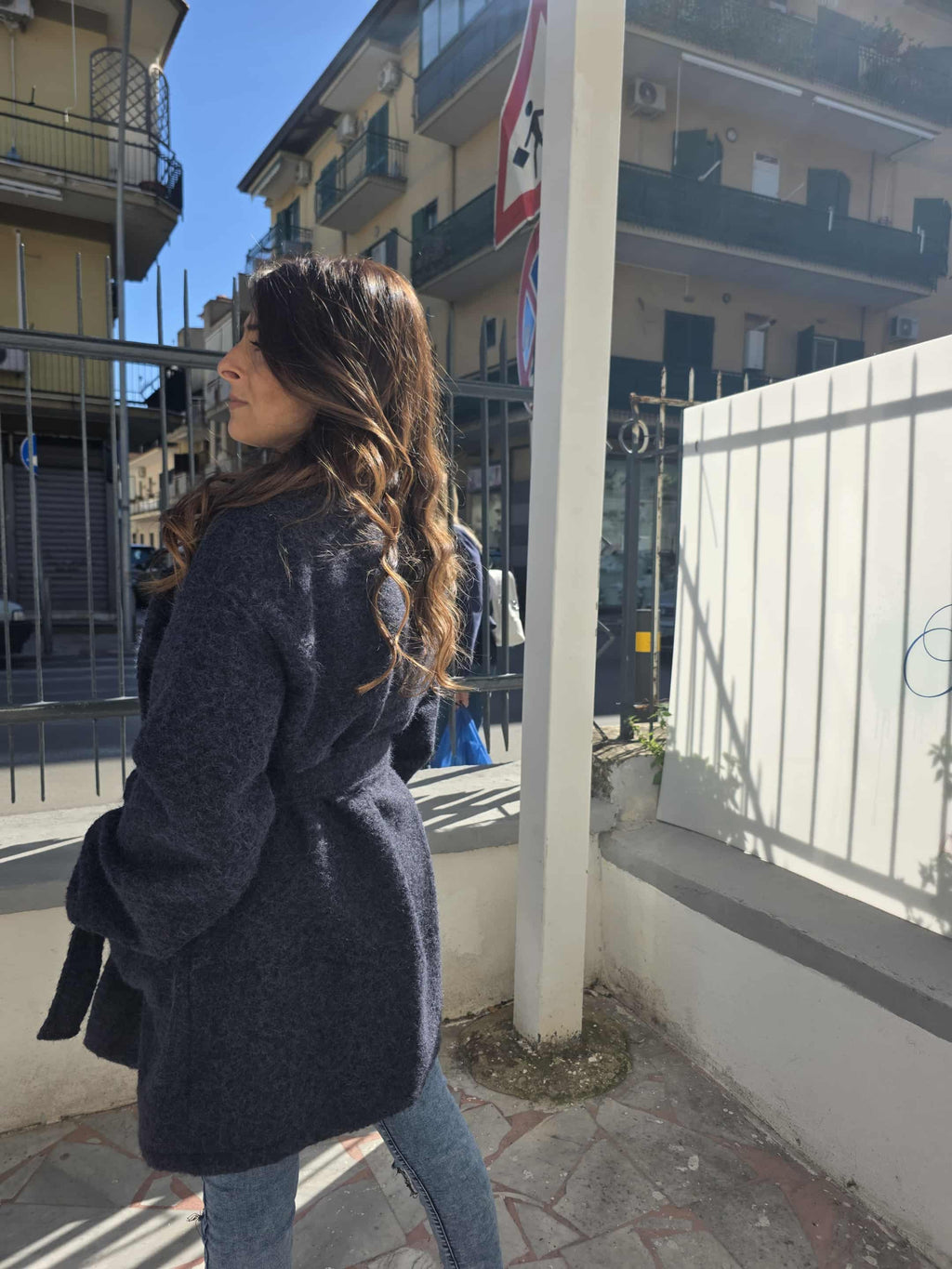 Cappotto doppio petto con cintura