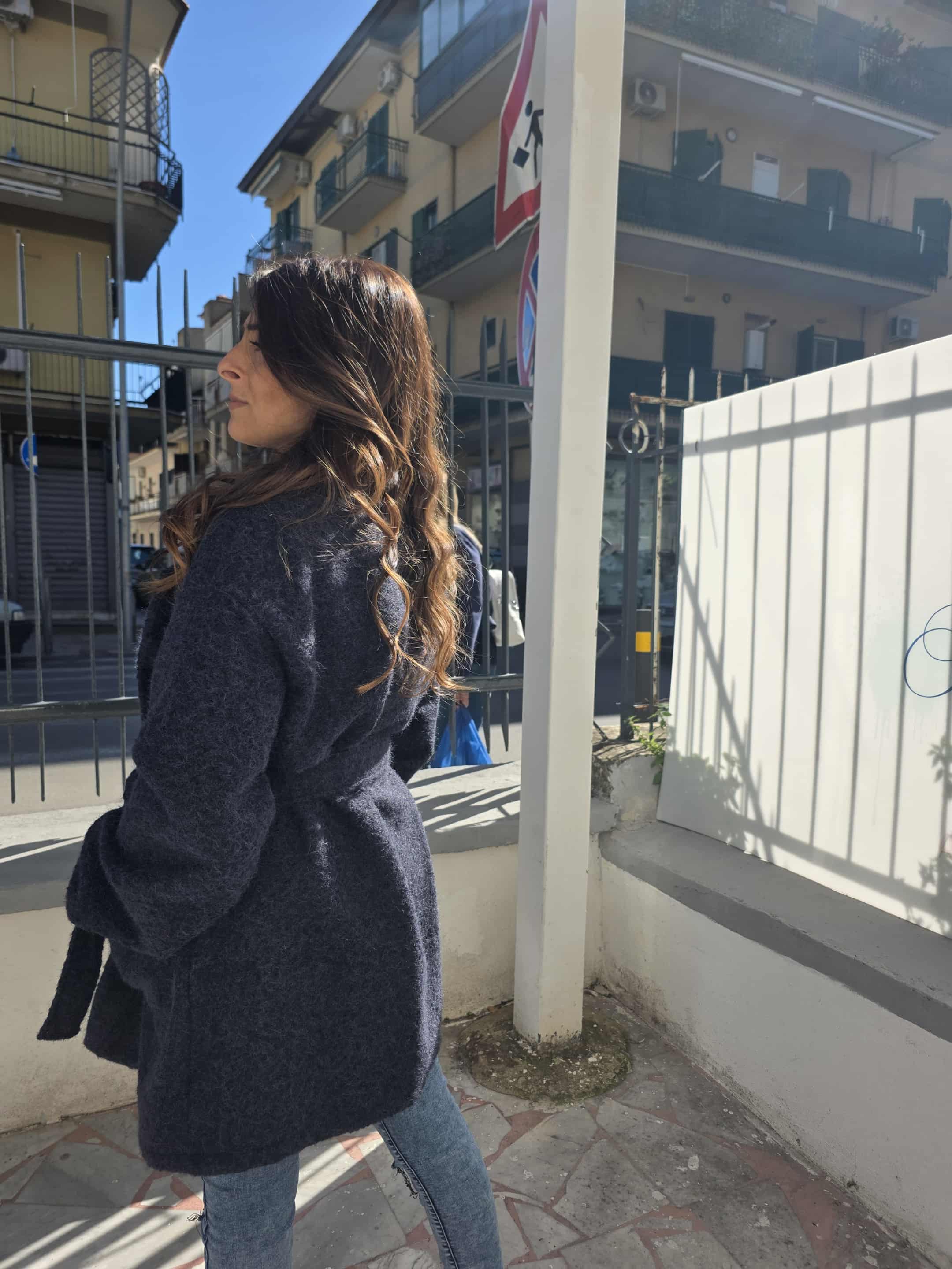 Cappotto doppio petto con cintura