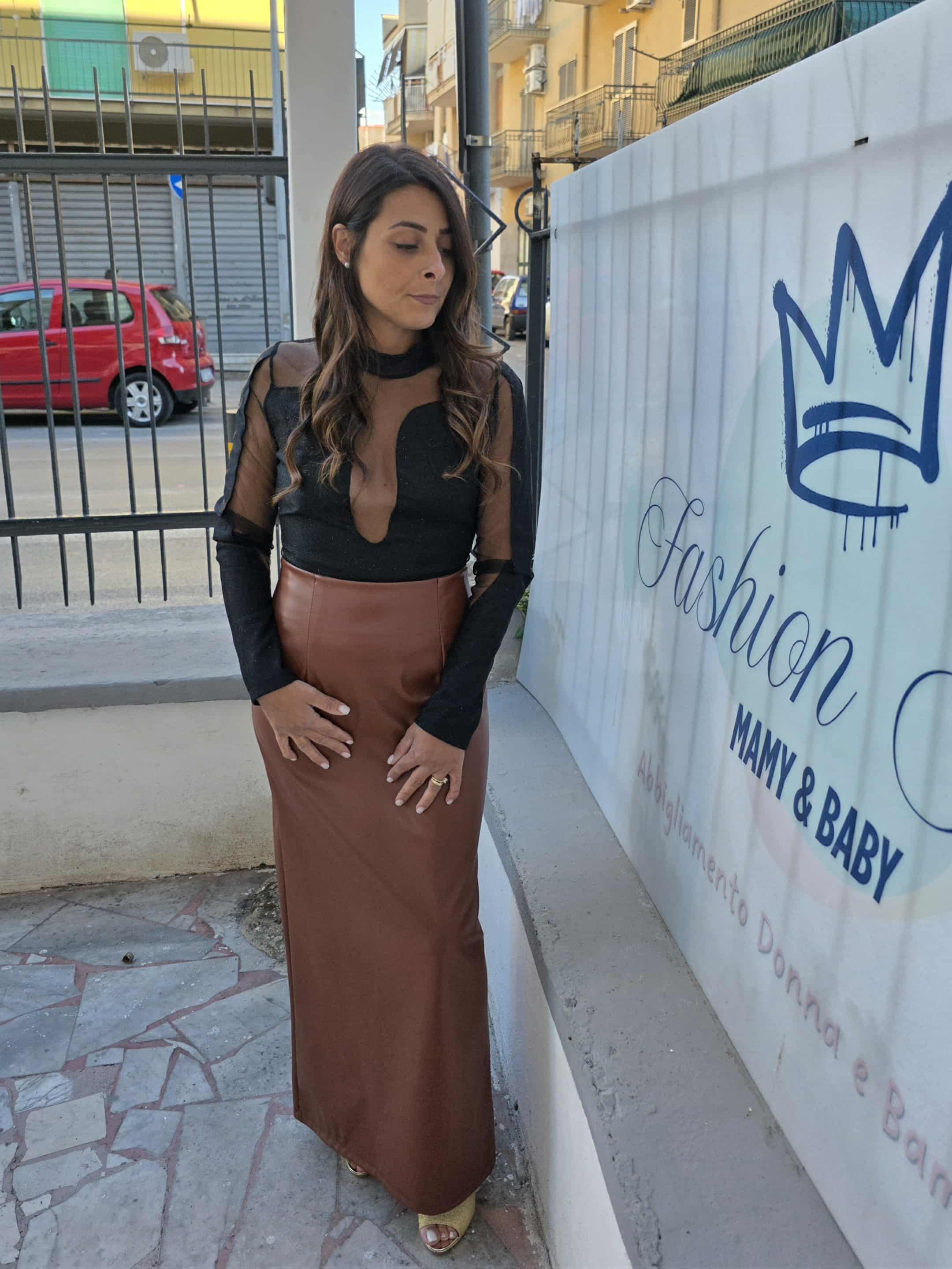 Maglia velata lurex con sagoma