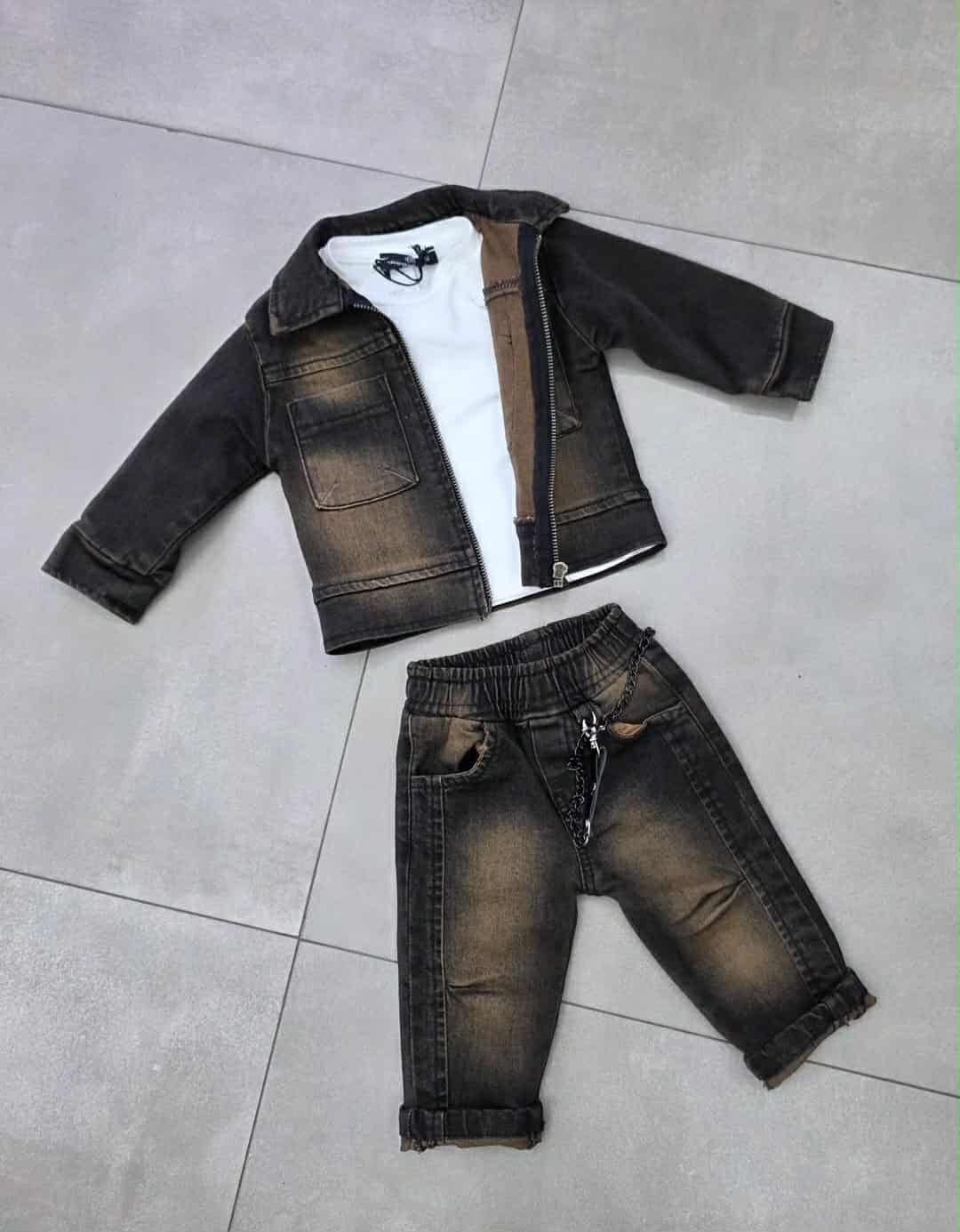 Completo 3 pezzi denim sfumato