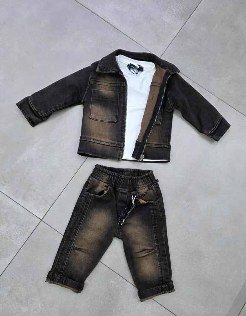 Completo 3 pezzi denim sfumato