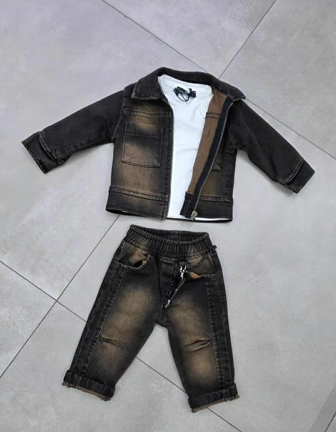 Completo 3 pezzi denim sfumato