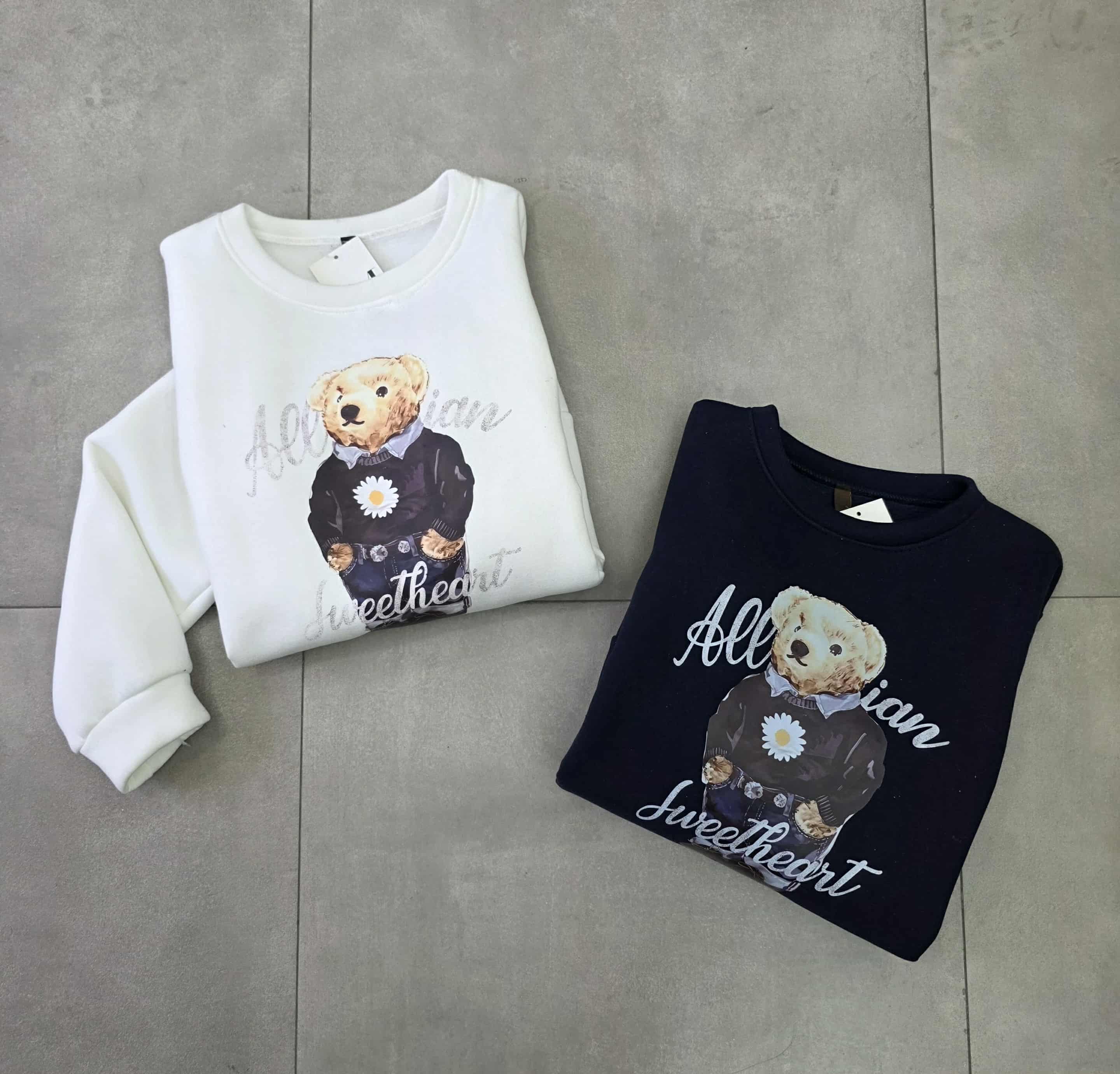 Felpone over con stampa teddy