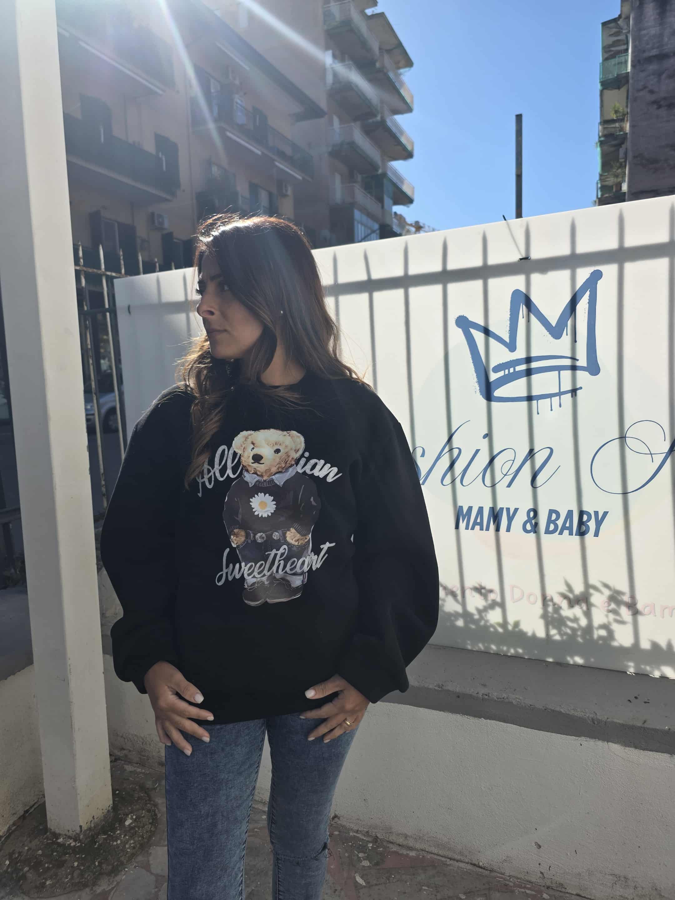 Felpone over con stampa teddy