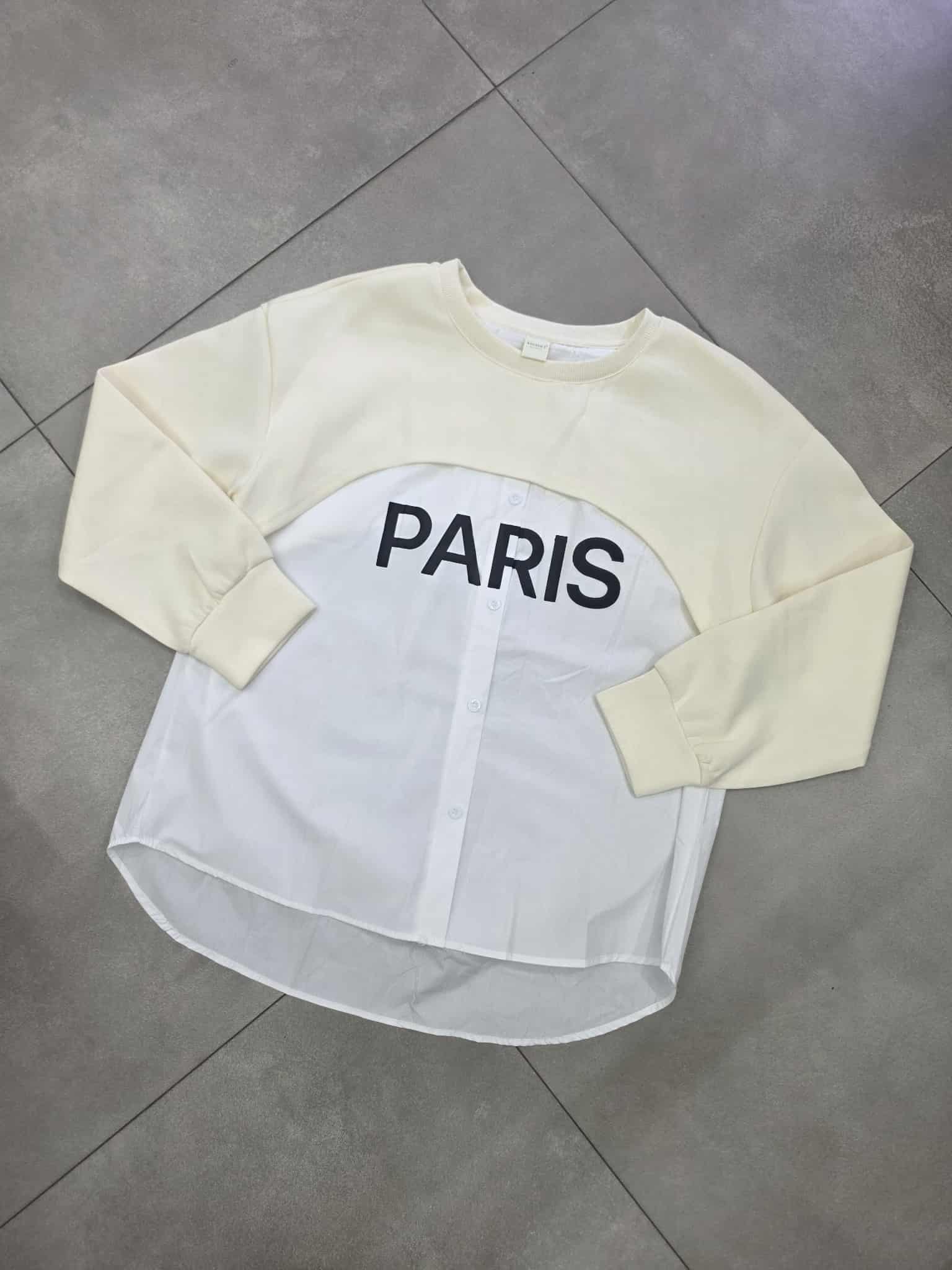 Felpone con camicia e stampa centrale