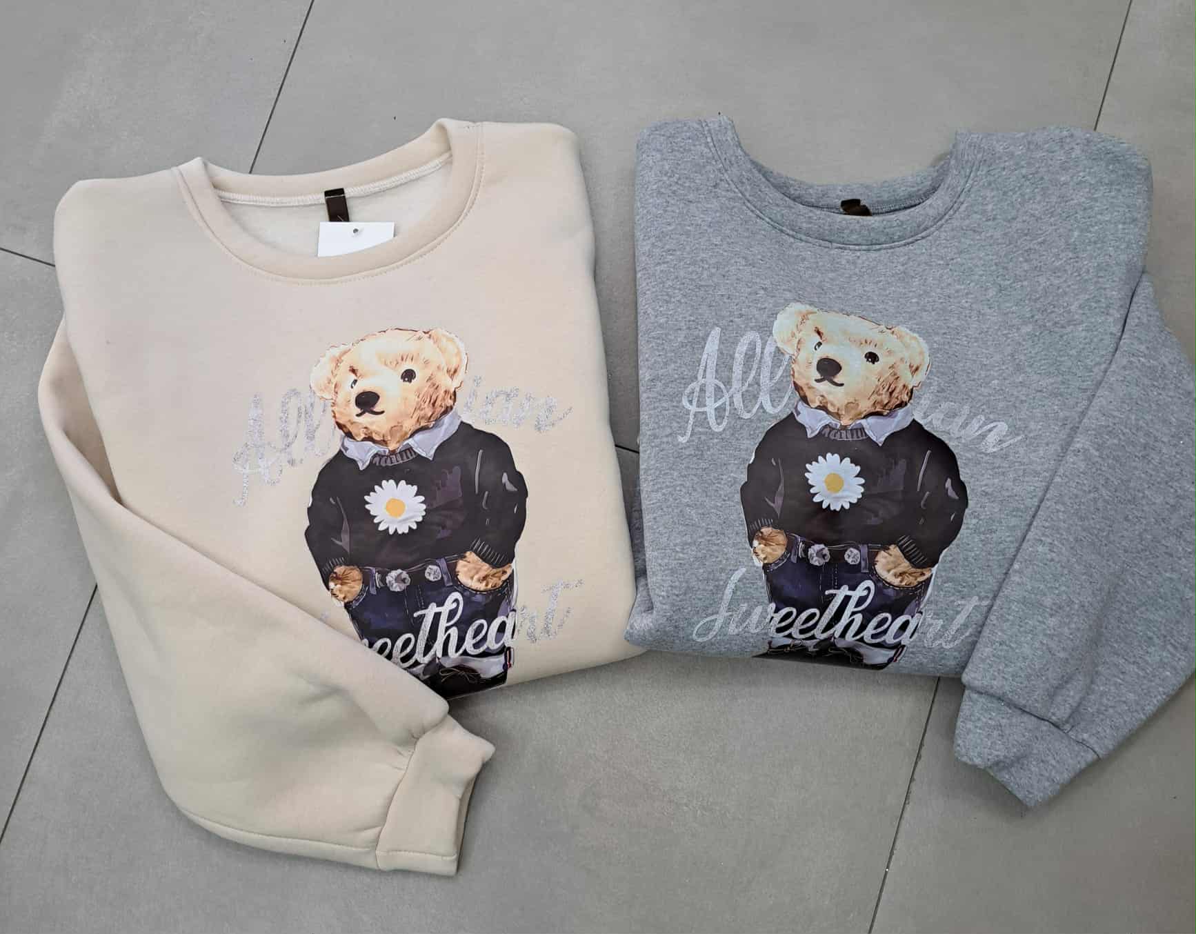 Felpone over con stampa teddy