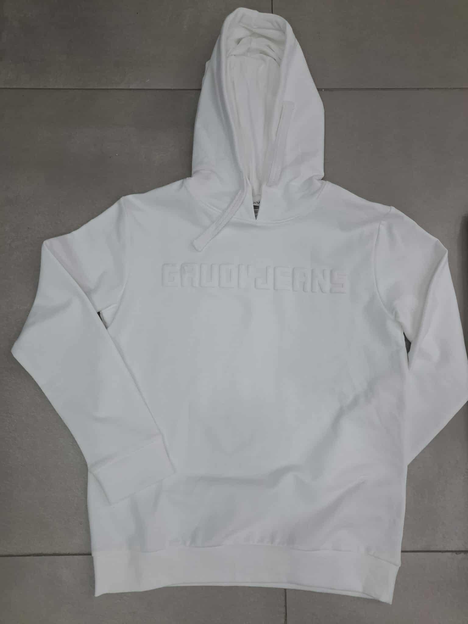 Felpa gaudi con scritta rialzata e cappuccio