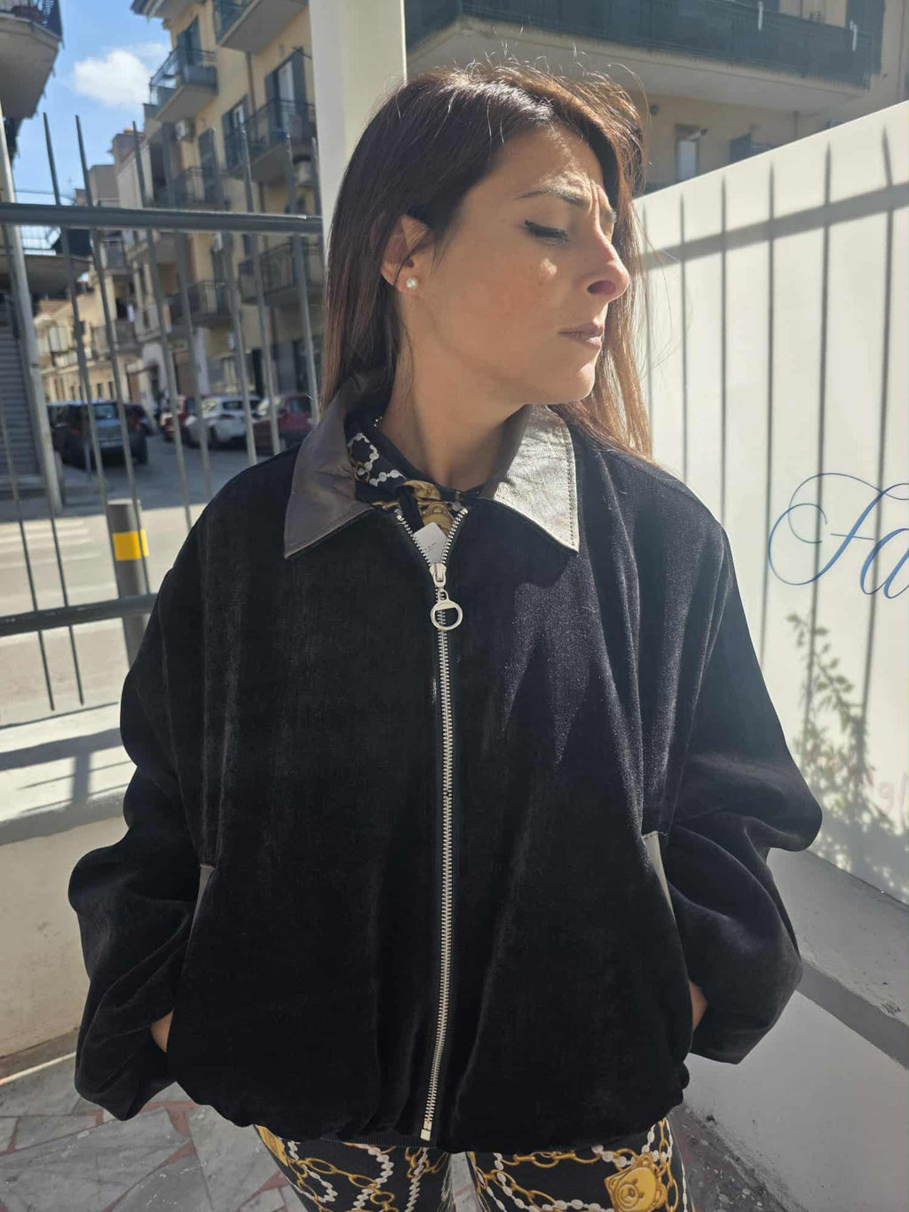 Giubbotto bicolore con zip