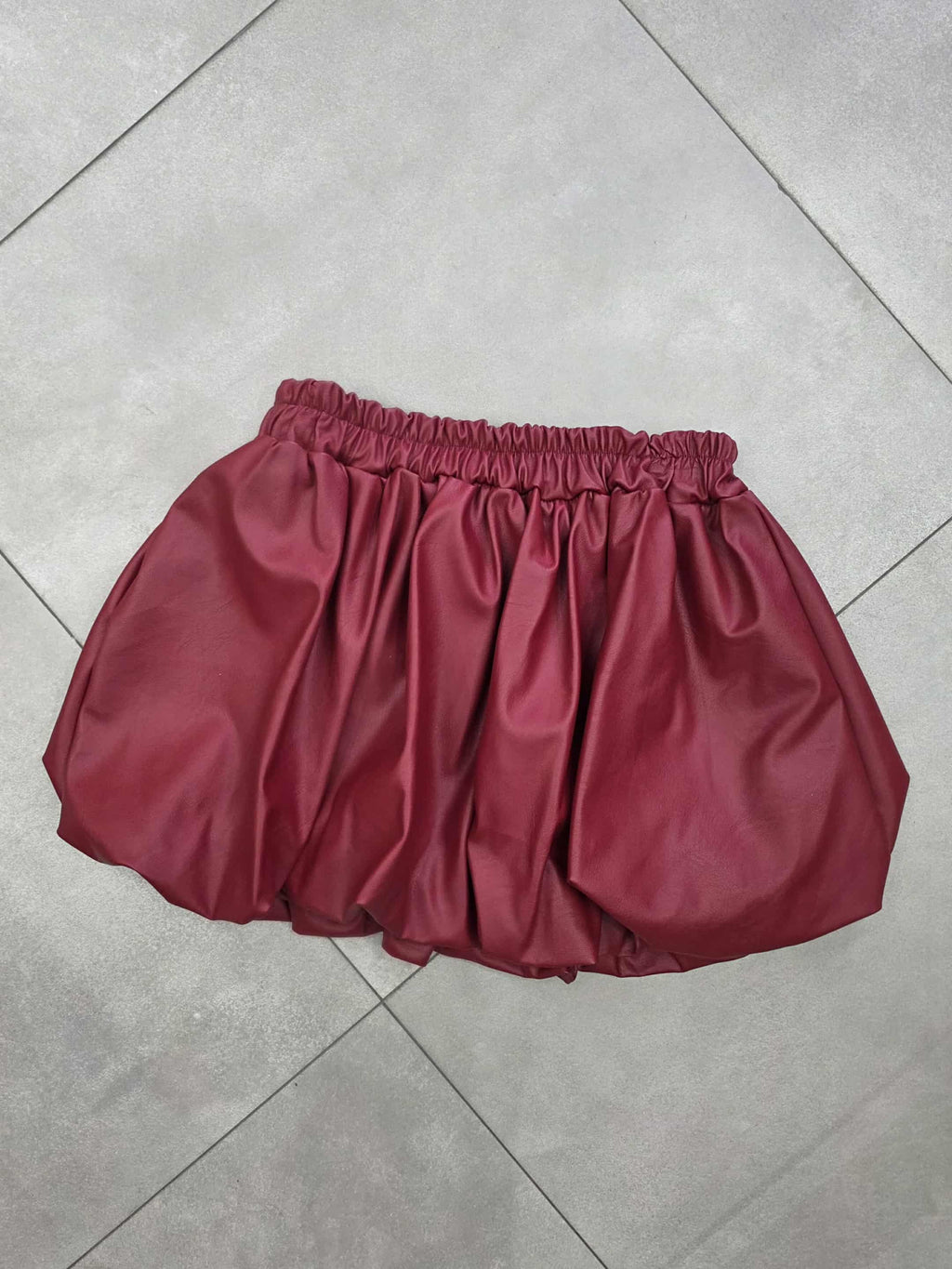 Gonna palloncino ecopelle con plissè