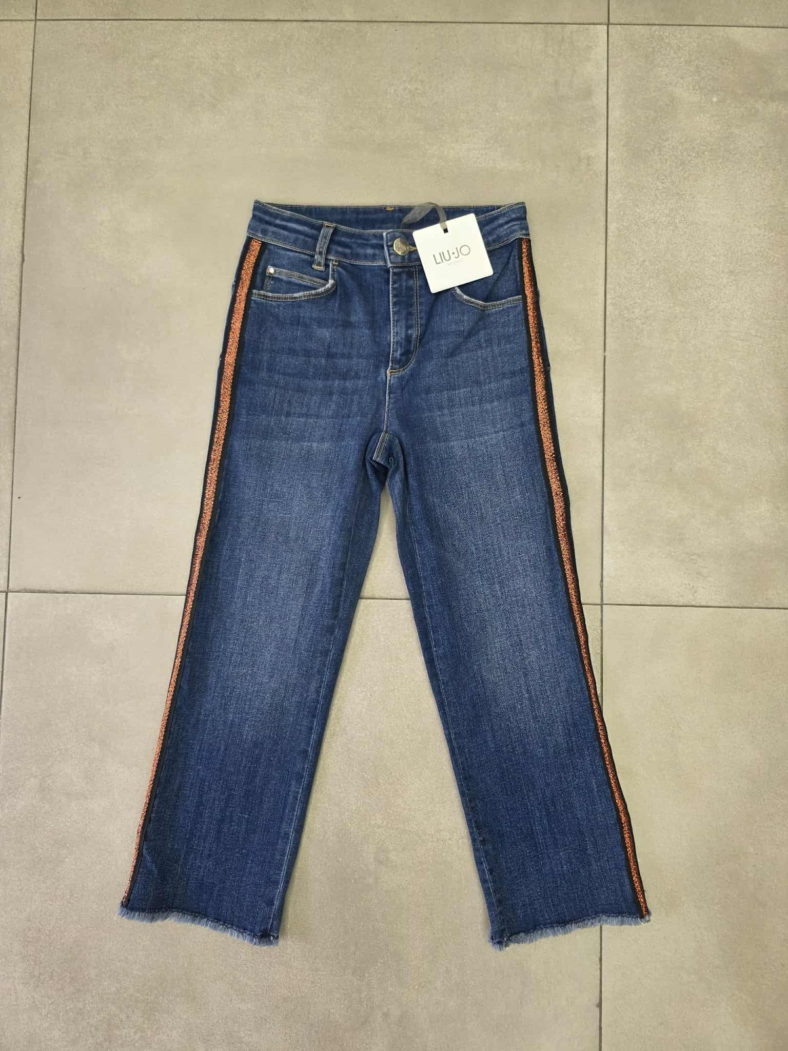Jeans luijo gamba dritta con banda laterale lurex