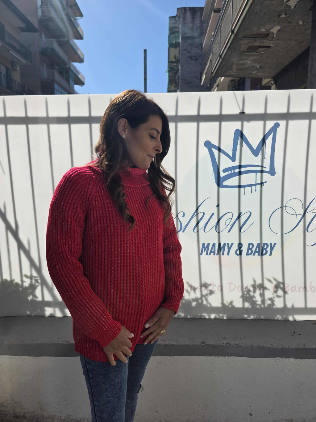 Maglione collo alto mod over laminato