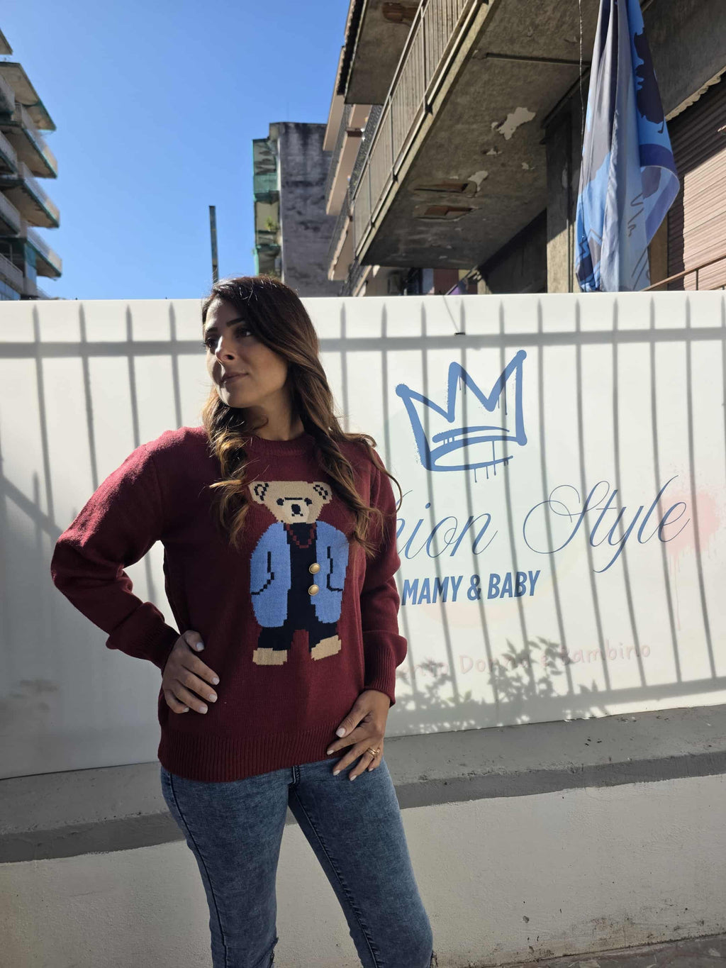 Maglione stampa teddy