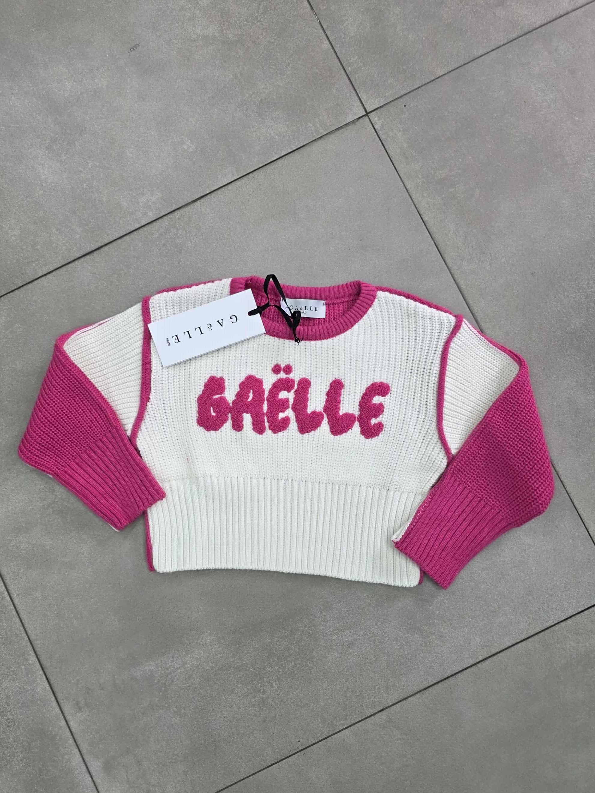Maglione gaelle paris bicolore e stampa in peluche