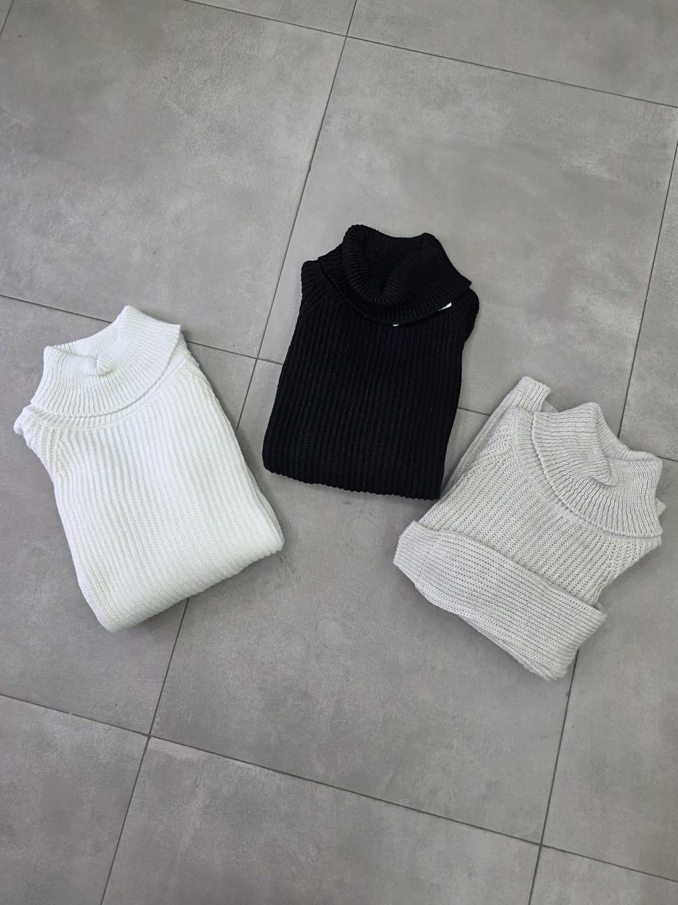 Maglione collo alto mod over laminato