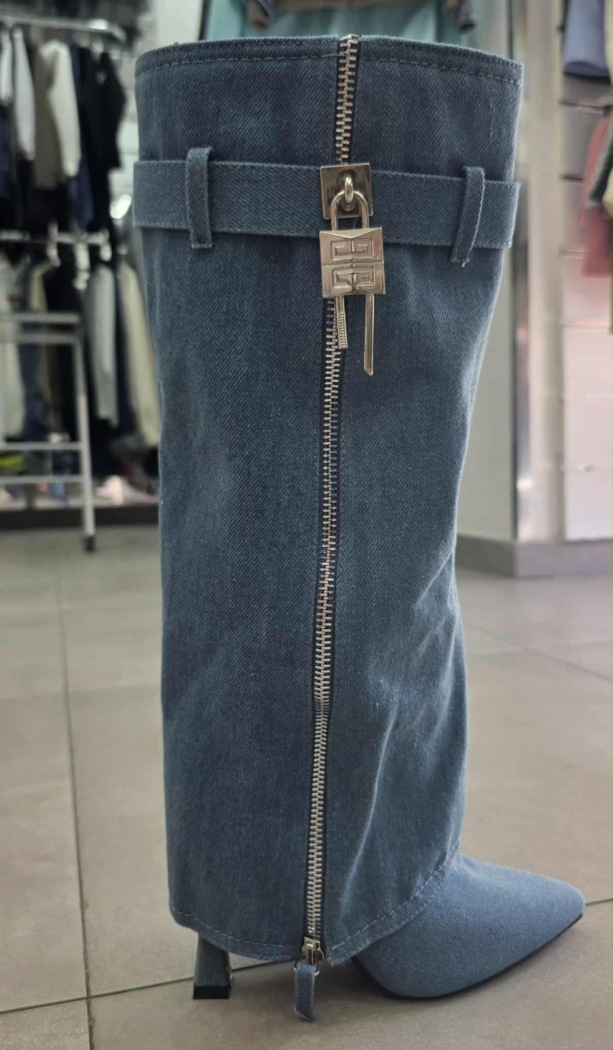 Stivale denim mod givenchy con tacco