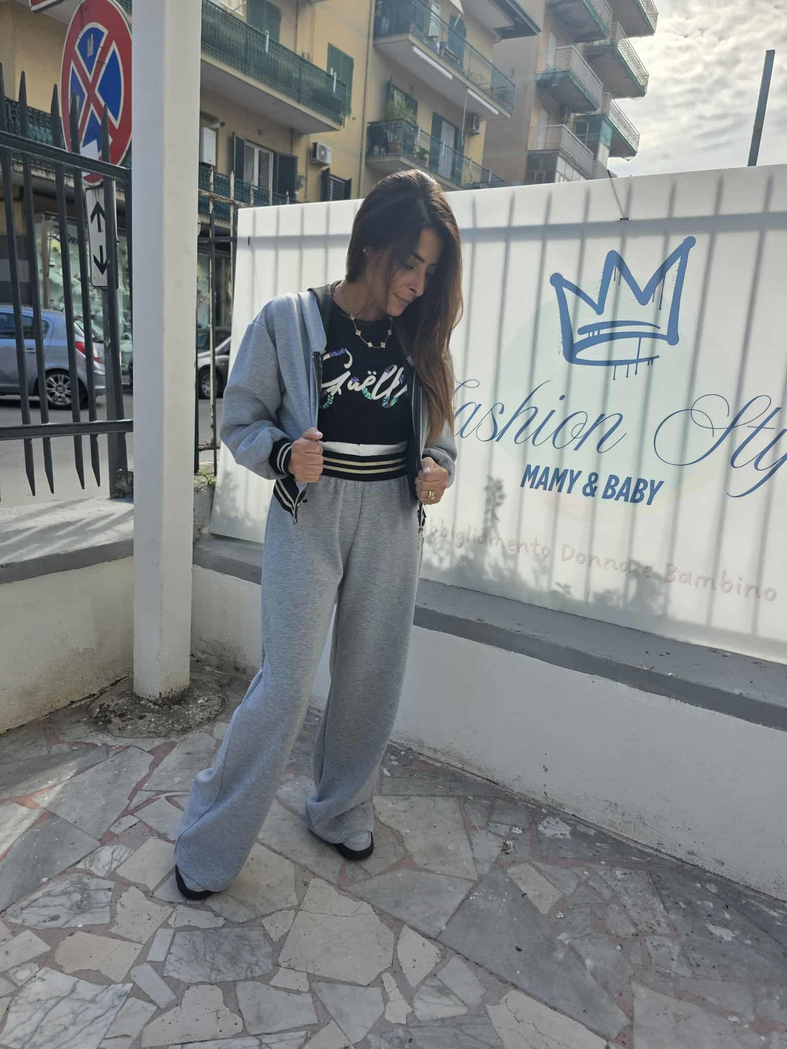 tuta due pezzi con fascia lurex